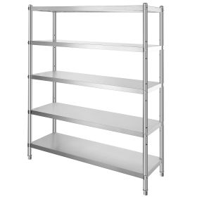 Stainless Steel Shelving 60x18.5 Inch 5 Tier Adjustable Shelf Storage Unit Stainless Steel Heavy Duty Shelving for Kitchen Commercial Office Gara