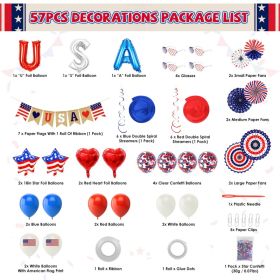 1Set 4th Of July Decorations Set,Patriotic Party Supplies With USA Foil Balloons Paper Fans Confetti Balloons Hanging Streamers Star Confetti Fla (Option: Decoration Set)